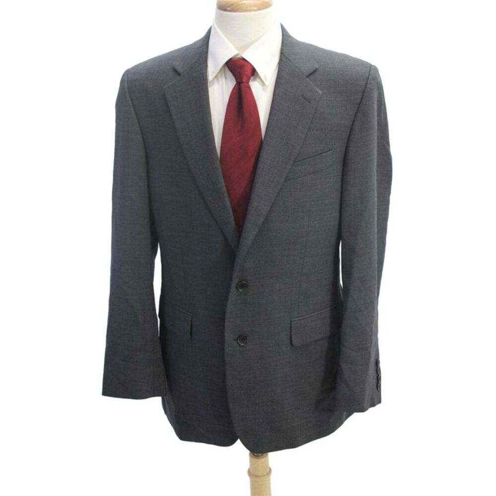 Charles Tyrwhitt Mens Wool Notched Collar Long Sleeve Blazer Gray Size 42